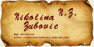 Nikolina Zubović vizit kartica